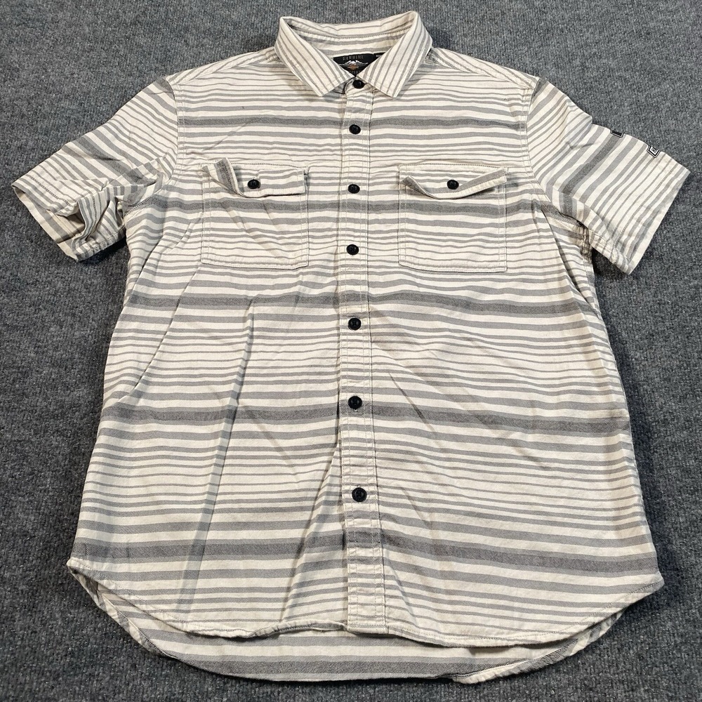 Harley Davidson Mens L Striped Short Sleeve Button Shirt Motorcycles Mechanic - Picture 4 of 8